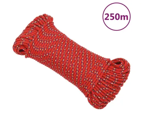 Laivu Virve, Sarkana, 5 Mm, 250 M, Polipropilēns Vidaxl