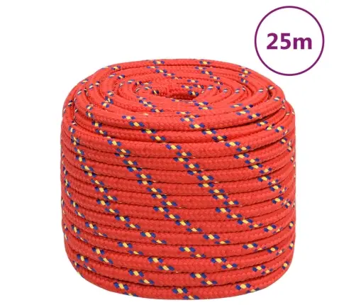 Laivu Virve, Sarkana, 16 Mm, 25 M, Polipropilēns Vidaxl