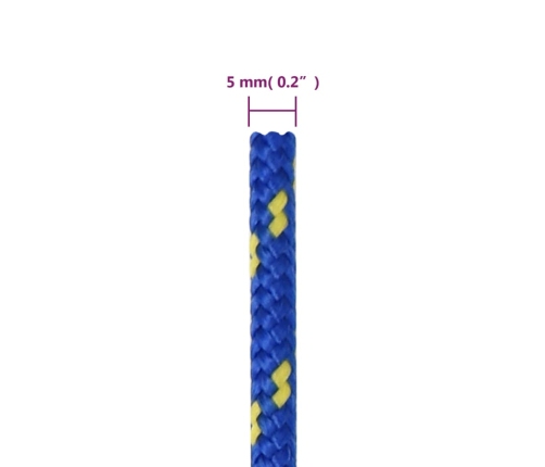 Laivu Virve, Zila, 5 Mm, 25 M, Polipropilēns Vidaxl