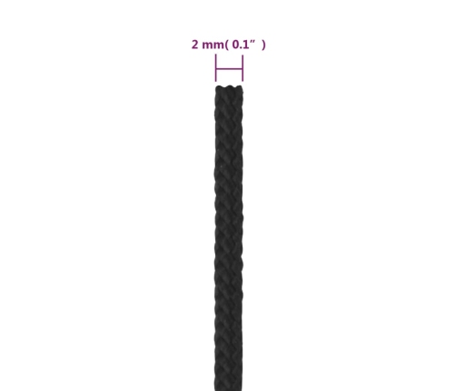 Laivu Virve, Melna, 2 Mm, 100 M, Polipropilēns Vidaxl