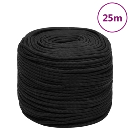Laivu Virve, Melna, 8 Mm, 25 M, Polipropilēns Vidaxl