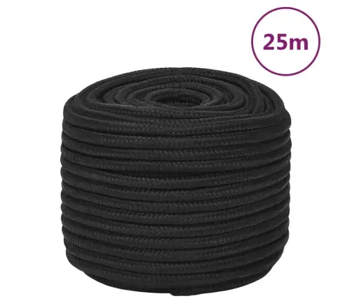 Laivu Virve, Melna, 12 Mm, 25 M, Polipropilēns Vidaxl