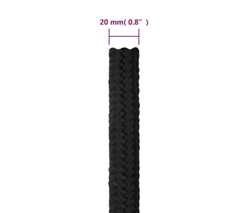 Laivu Virve, Melna, 20 Mm, 50 M, Polipropilēns Vidaxl