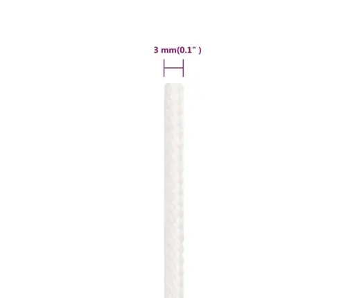 Valties Virvė, Visiškai Balta, 3Mm, 25M, Polipropilenas