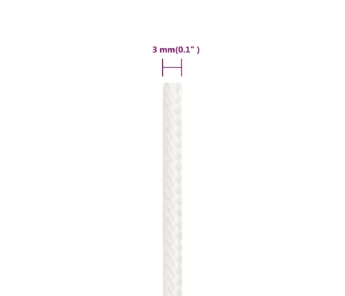 Laivu Virve, Balta, 3 Mm, 100 M, Polipropilēns Vidaxl