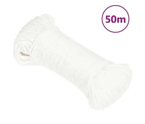 Laivu Virve, Balta, 5 Mm, 50 M, Polipropilēns Vidaxl