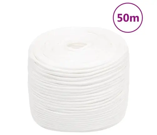 Laivu Virve, Balta, 10 Mm, 50 M, Polipropilēns Vidaxl