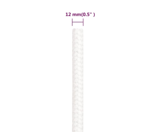 Laivu Virve, Balta, 12 Mm, 100 M, Polipropilēns Vidaxl