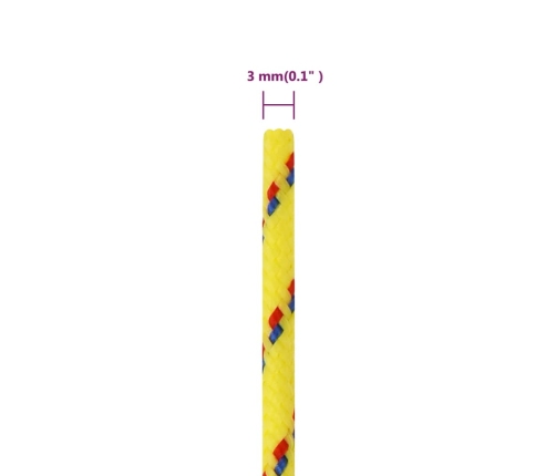 Laivu Virve, Dzeltena, 3 Mm, 25 M, Polipropilēns Vidaxl