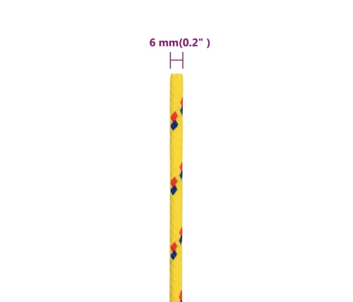 Laivu Virve, Dzeltena, 6 Mm, 25 M, Polipropilēns Vidaxl