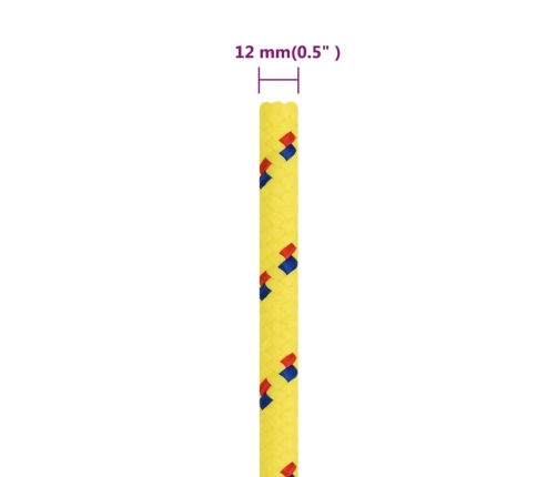 Laivu Virve, Dzeltena, 12 Mm, 25 M, Polipropilēns Vidaxl