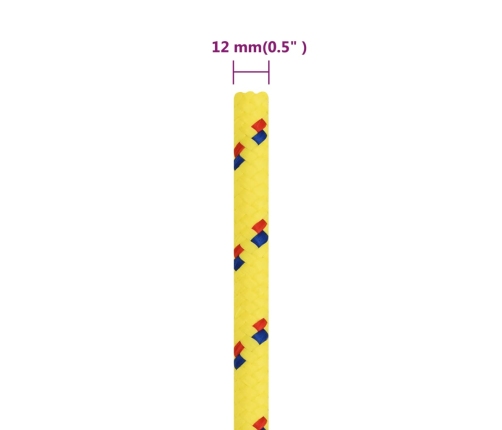 Laivu Virve, Dzeltena, 12 Mm, 50 M, Polipropilēns Vidaxl