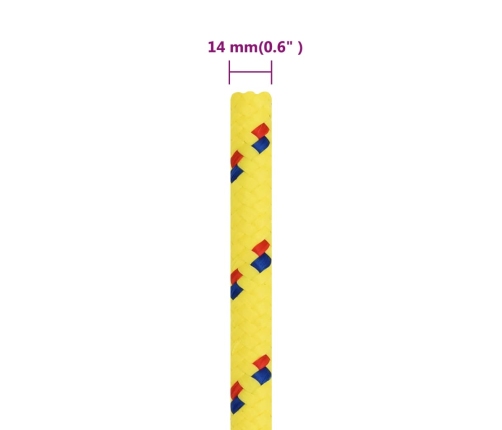 Laivu Virve, Dzeltena, 14 Mm, 25 M, Polipropilēns Vidaxl