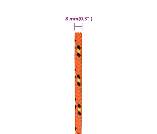 Laivu Virve, Oranža, 8 Mm, 250 M, Polipropilēns Vidaxl