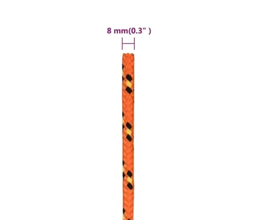 Laivu Virve, Oranža, 8 Mm, 500 M, Polipropilēns Vidaxl