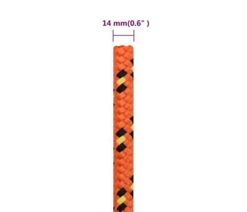 Laivu Virve, Oranža, 14 Mm, 25 M, Polipropilēns Vidaxl