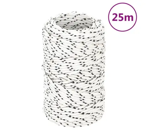 Pīta Laivu Virve, Balta, 1 Mmx25 M, Poliesters  Vidaxl
