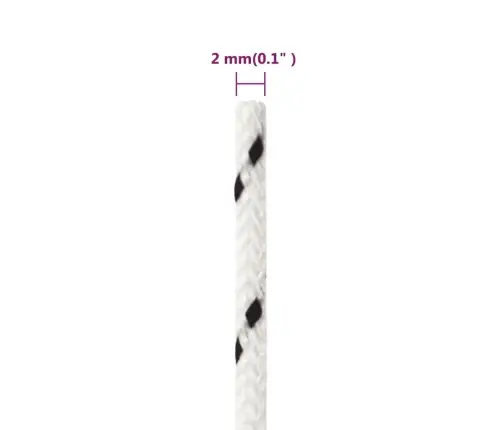 Pīta Laivu Virve, Balta, 2 Mm, 50 M, Poliesters	 Vidaxl