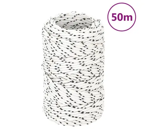 Pīta Laivu Virve, Balta, 2 Mm, 50 M, Poliesters	 Vidaxl