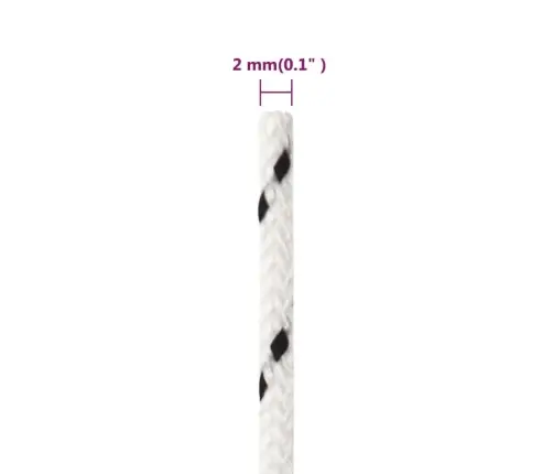 Pīta Laivu Virve, Balta, 2 Mm, 100 M, Poliesters	 Vidaxl
