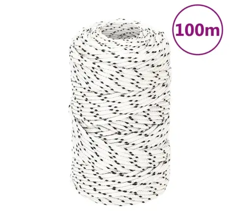 Pīta Laivu Virve, Balta, 2 Mm, 100 M, Poliesters	 Vidaxl
