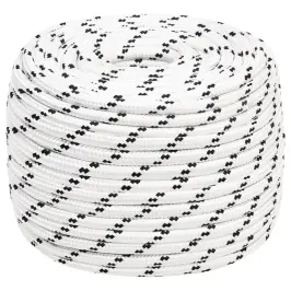 Pīta Laivu Virve, Poliesters, 12 Mm, 100 M, Balta, Poliesters Vidaxl