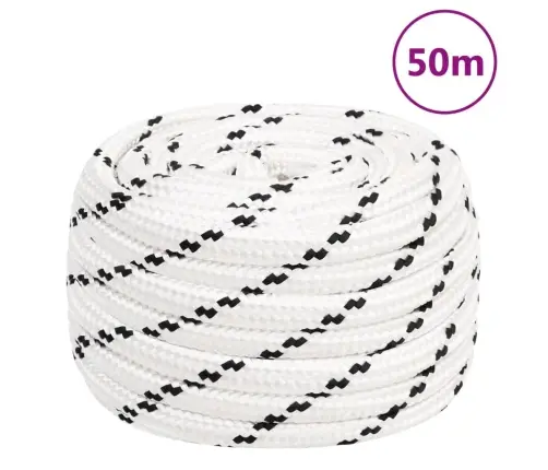 Pīta Laivu Virve, Poliesters, 16 Mm, 50 M, Balta, Poliesters Vidaxl
