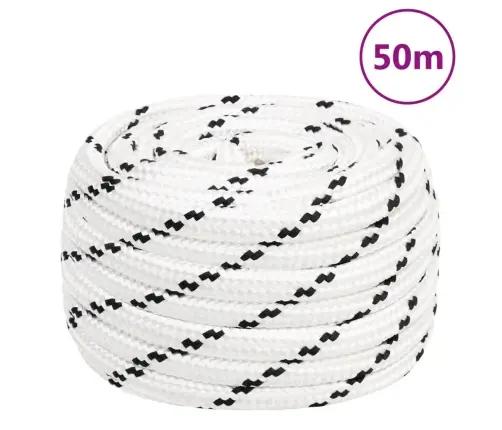 Pīta Laivu Virve, Poliesters, 20 Mm, 50 M, Balta, Poliesters Vidaxl
