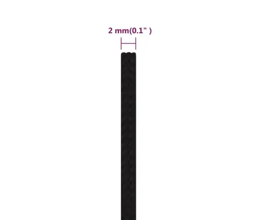 Darba Virve, Melna, 2 Mm, 25 M, Poliesters Vidaxl