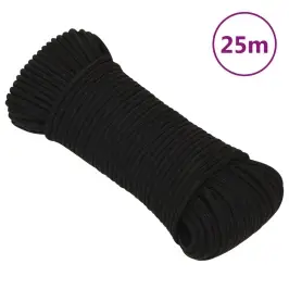 Darba Virve, Melna, 3 Mm, 25 M, Poliesters Vidaxl