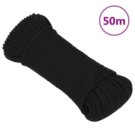 Darba Virve, Melna, 3 Mm, 50 M, Poliesters Vidaxl