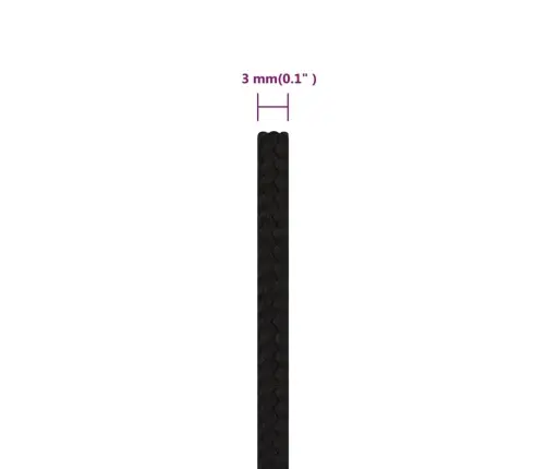 Darba Virve, Melna, 3 Mm, 50 M, Poliesters Vidaxl