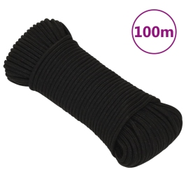 Darba Virve, Melna, 3 Mm, 100 M, Poliesters Vidaxl
