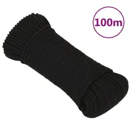 Darba Virve, Melna, 3 Mm, 100 M, Poliesters Vidaxl