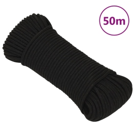 Darba Virve, Melna, 4 Mm, 50 M, Poliesters Vidaxl