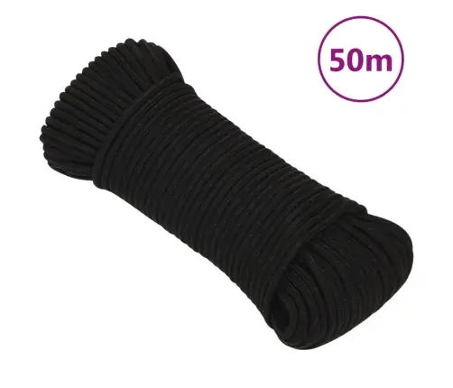 Darba Virve, Melna, 4 Mm, 50 M, Poliesters Vidaxl