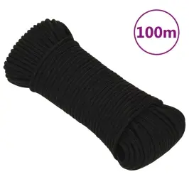 Darba Virve, Melna, 4 Mm, 100 M, Poliesters Vidaxl