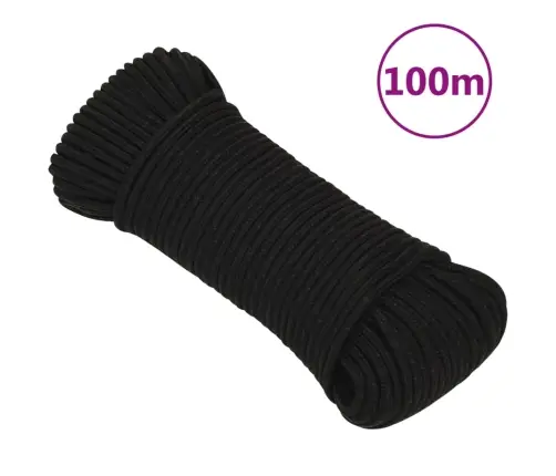Darba Virve, Melna, 4 Mm, 100 M, Poliesters Vidaxl