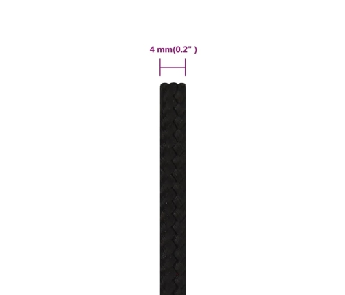 Darba Virve, Melna, 4 Mm, 250 M, Poliesters Vidaxl