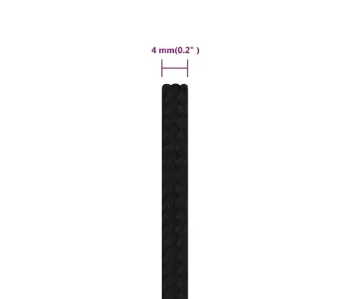 Darba Virve, Melna, 4 Mm, 500 M, Poliesters Vidaxl