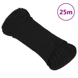 Darba Virve, Melna, 5 Mm, 25 M, Poliesters Vidaxl