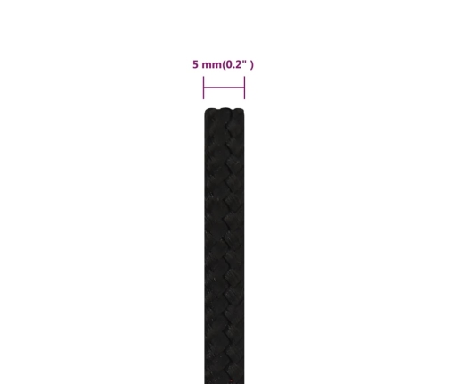 Darba Virve, Melna, 5 Mm, 25 M, Poliesters Vidaxl