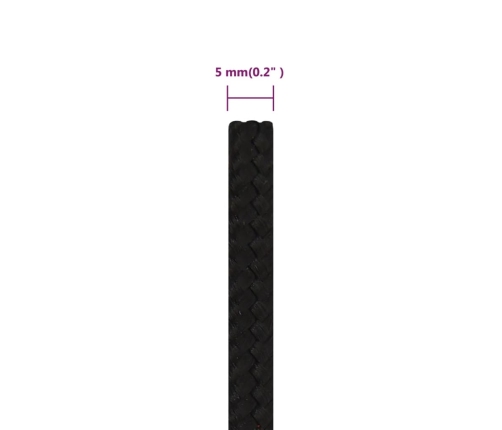 Darba Virve, Melna, 5 Mm, 250 M, Poliesters Vidaxl