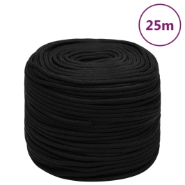 Darba Virve, Melna, 8 Mm, 25 M, Poliesters Vidaxl