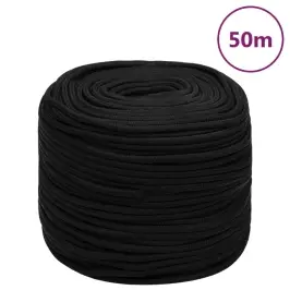 Darba Virve, Melna, 8 Mm, 50 M, Poliesters Vidaxl