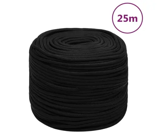 Darba Virve, Melna, 10 Mm, 25 M, Poliesters Vidaxl