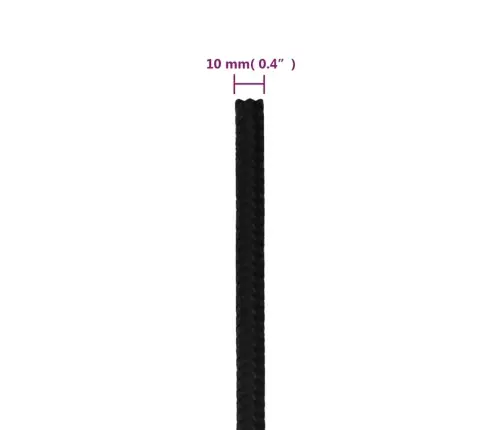 Darba Virve, Melna, 10 Mm, 25 M, Poliesters Vidaxl