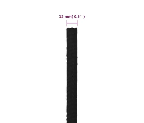 Darba Virve, Melna, 12 Mm, 100 M, Poliesters Vidaxl