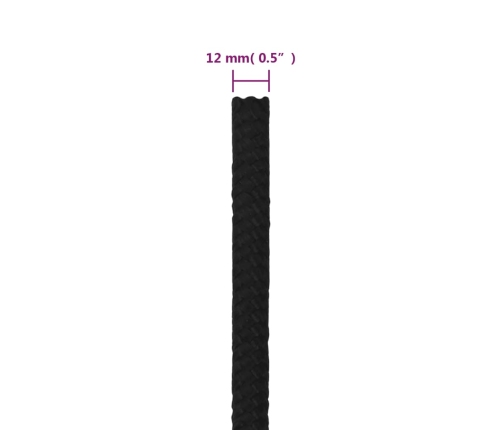 Darba Virve, Melna, 12 Mm, 250 M, Poliesters Vidaxl