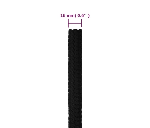 Darba Virve, Melna, 16 Mm, 25 M, Poliesters Vidaxl